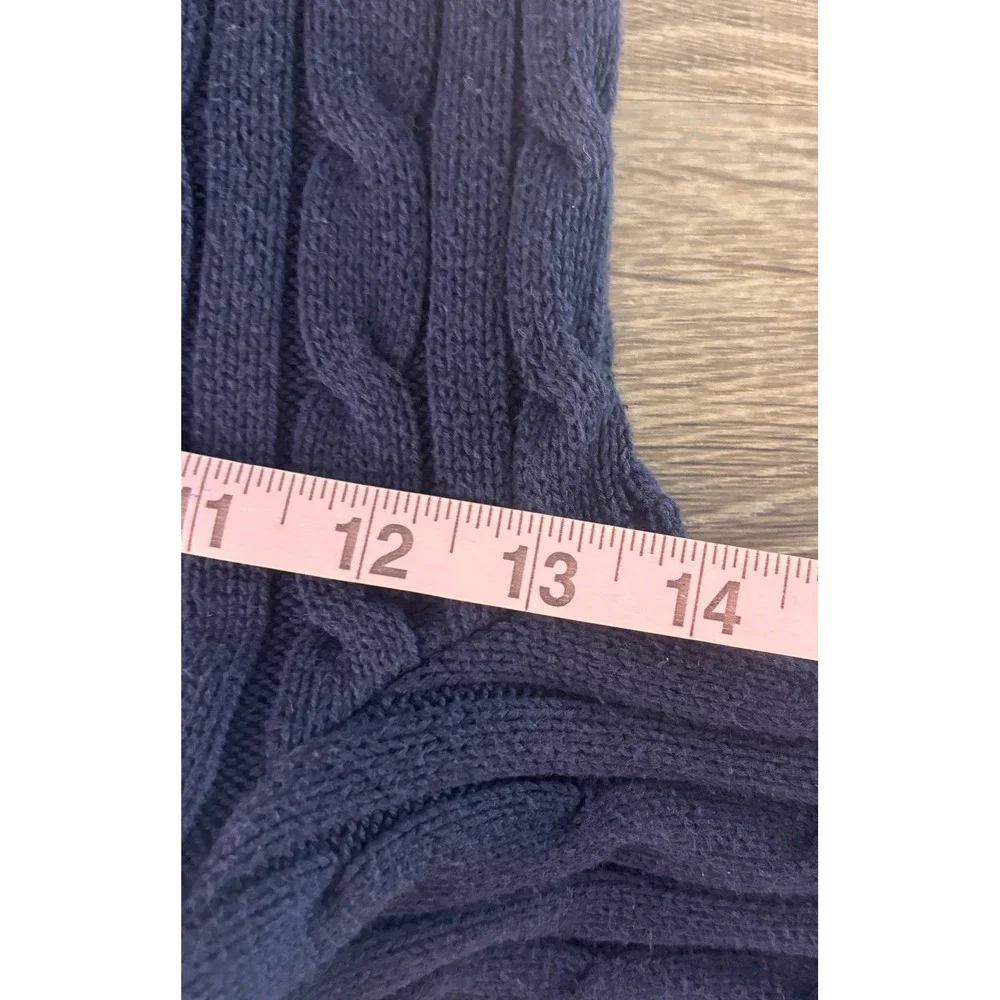 Ralph Lauren Girls Navy Blue Cable Knit Full Zip Hoodie Sweater Size 5 Pink Pony